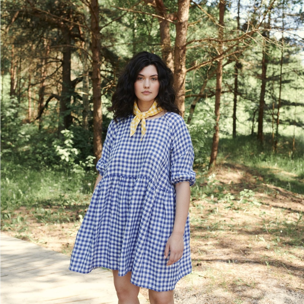 Linenfox Blue and White Gingham Beth Dress